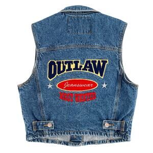 90s denim jean vest Outlaw Jeanswear Most Wanted 1990s vintage